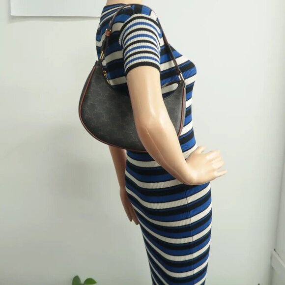 100% Authentic CELINE Triomphe Grey Canvas Shoulder Bag 2033-082524 - Picture 12 of 12